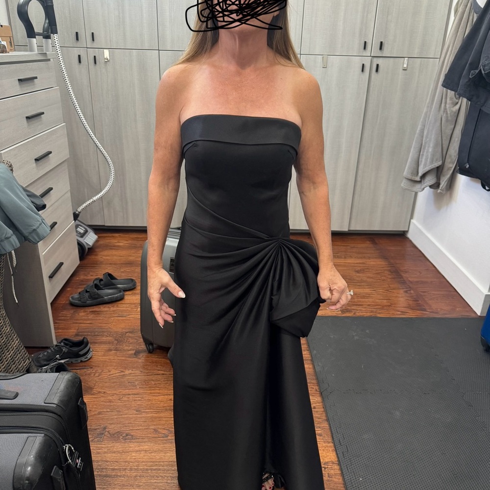 Terani Couture Black Strapless Dress with a Bow